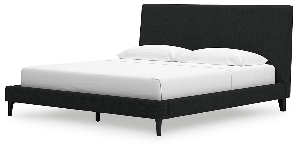 Cadmori King Upholstered Bed with Mirrored Dresser and 2 Nightstands