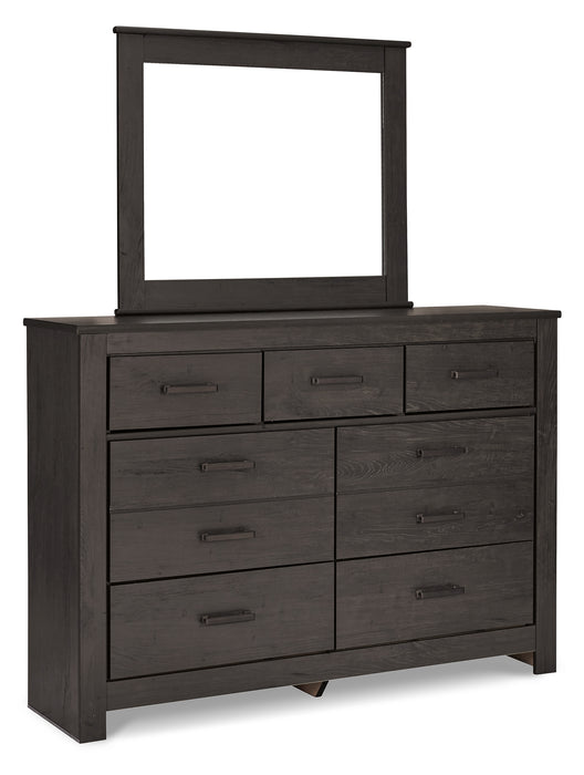 Brinxton Full Panel Bed with Mirrored Dresser, Chest and 2 Nightstands