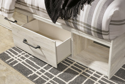 Cambeck  Panel Bed With 4 Storage Drawers With Mirrored Dresser, Chest And Nightstand