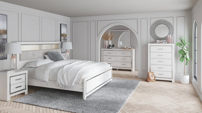 Altyra King Bookcase Headboard with Mirrored Dresser, Chest and 2 Nightstands