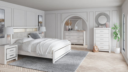 Altyra King Panel Bookcase Bed with Mirrored Dresser and 2 Nightstands