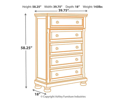 Porter Queen Sleigh Bed with Mirrored Dresser and Chest