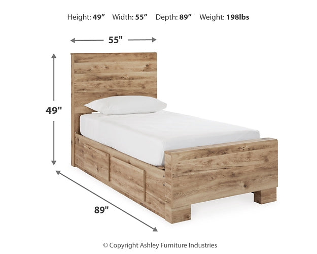 Hyanna Twin Panel Bed with Storage with Mirrored Dresser